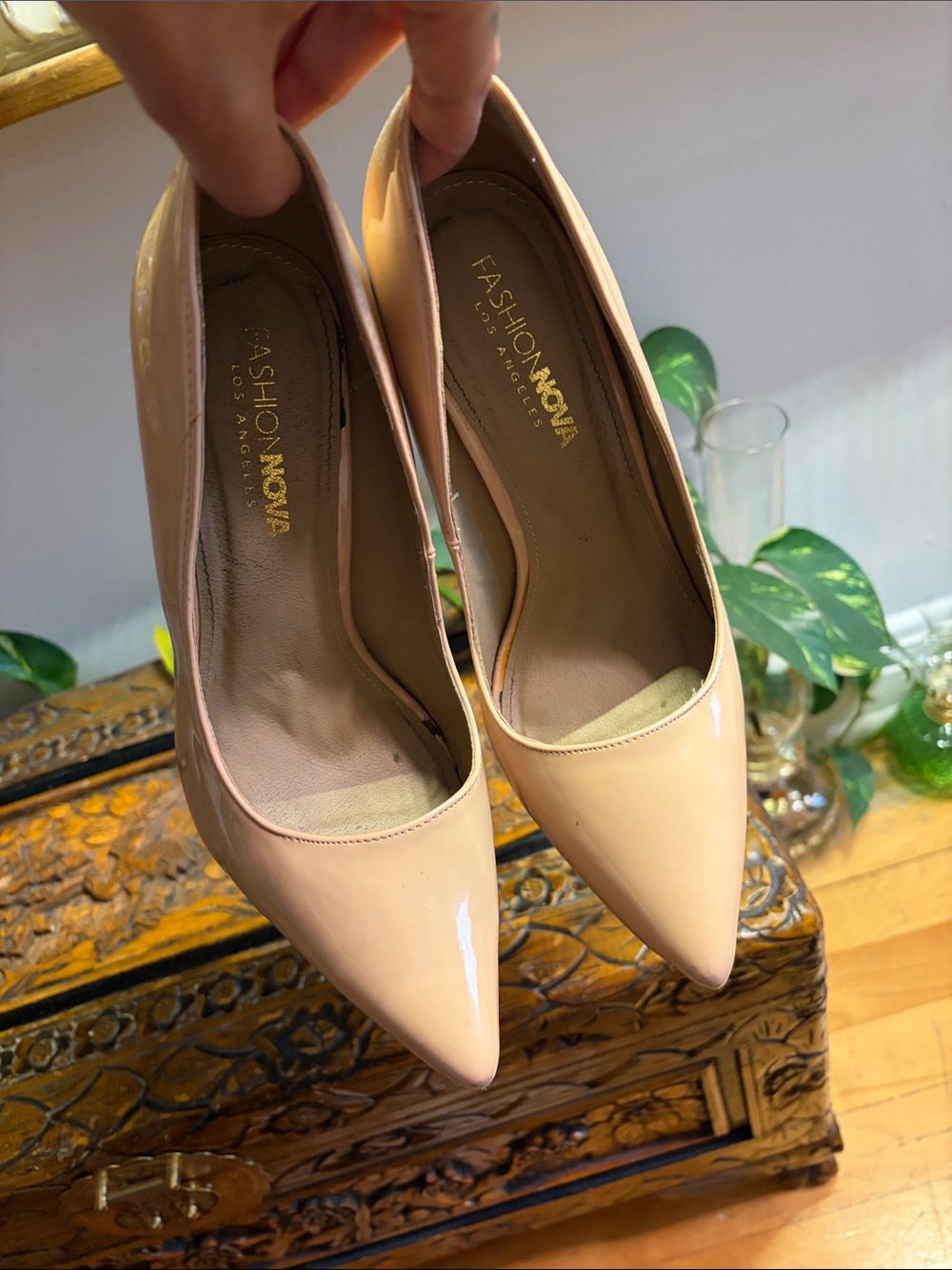 Fashion Nova Blush Patent Pointed Toe Pumps